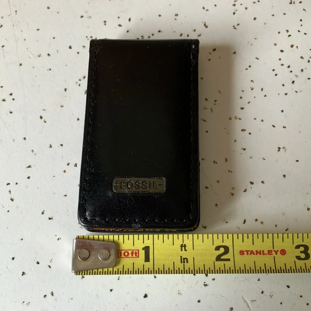 🆕 Fossil Black Leather Money Clip 💵💳